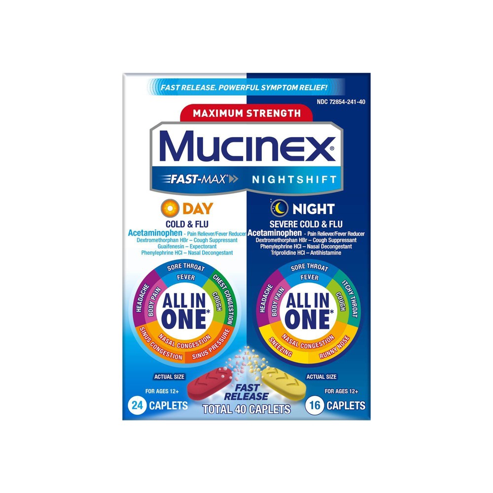 Mucinex Max Strength Cold & Flu Medicine - Day & Night - Tablets - 40ct - Bellso